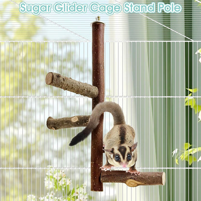 BNOSDM Sugar Glider Toy Natural Fruitwood Perch Stand Squirrel Hanging Wooden Climbing Pole Hamster Paw Grinding Perch Small Animal Cage Accessories for Chinchillas Rats Gerbil