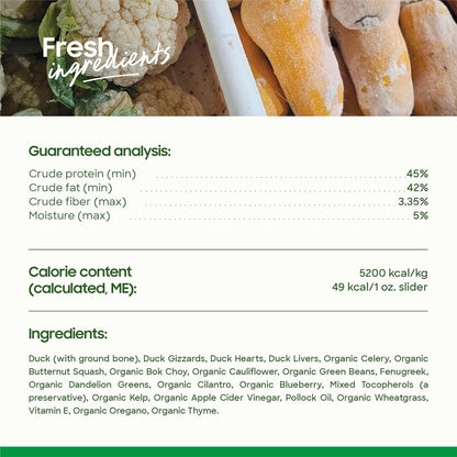 smallbatch Pets Freeze Dried Raw Dog Food, Duck Recipe, 25 oz, Organic High Protein Dog Food, Grain Free, Made in The USA, Humanely Raised Meat, Single Protein, for Picky Eaters, Hydrate & Serve