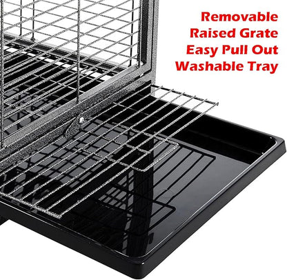 Deluxe Portable Wrought Iron Bird Travel Parrot Vet Carrier Cage Prevent Beaks Out Pet Products for Parrots Conures Cockatiel Amazon African Grey Prevent Beaks Out Include Cage Cover