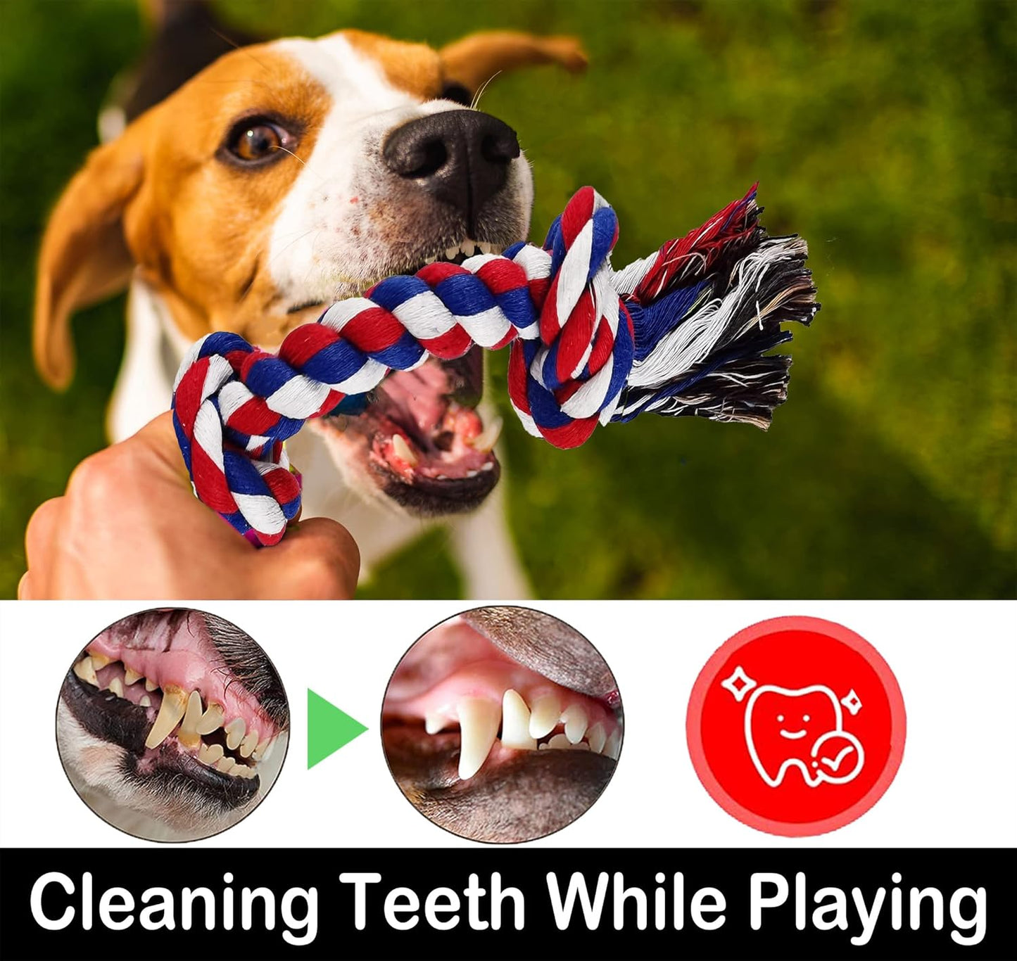 LosFong Large Dog Chew Toys for Aggressive Chewers, Indestructible Dog Rope Toys for Large Breeds, Heavy Duty 100% Cotton Dental Teeth Cleaning Tug of War Toy