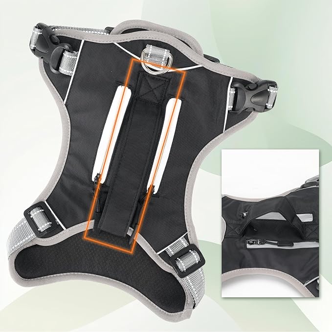 Dog Vest Harness, No Pull Vest with Handle, Training for Walking, Running, Dog Harness Medium Size Fits Neck 18-21 Inch and Chest 20-26 Inch, Black Adjustable Service Dog Vest with 2 Pocket, M