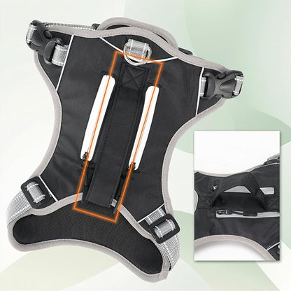 Dog Vest Harness, No Pull Vest with Handle, Training for Walking, Running, Dog Harness Medium Size Fits Neck 18-21 Inch and Chest 20-26 Inch, Black Adjustable Service Dog Vest with 2 Pocket, M