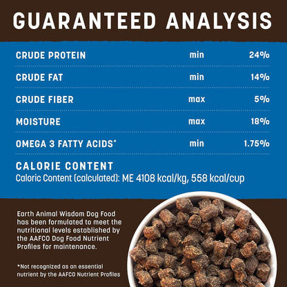 Earth Animal Wisdom Air Dried Dog Food - from The Air Recipe Premium Natural Dry Dog Food for All Breeds & Ages - 8 Lbs Bag