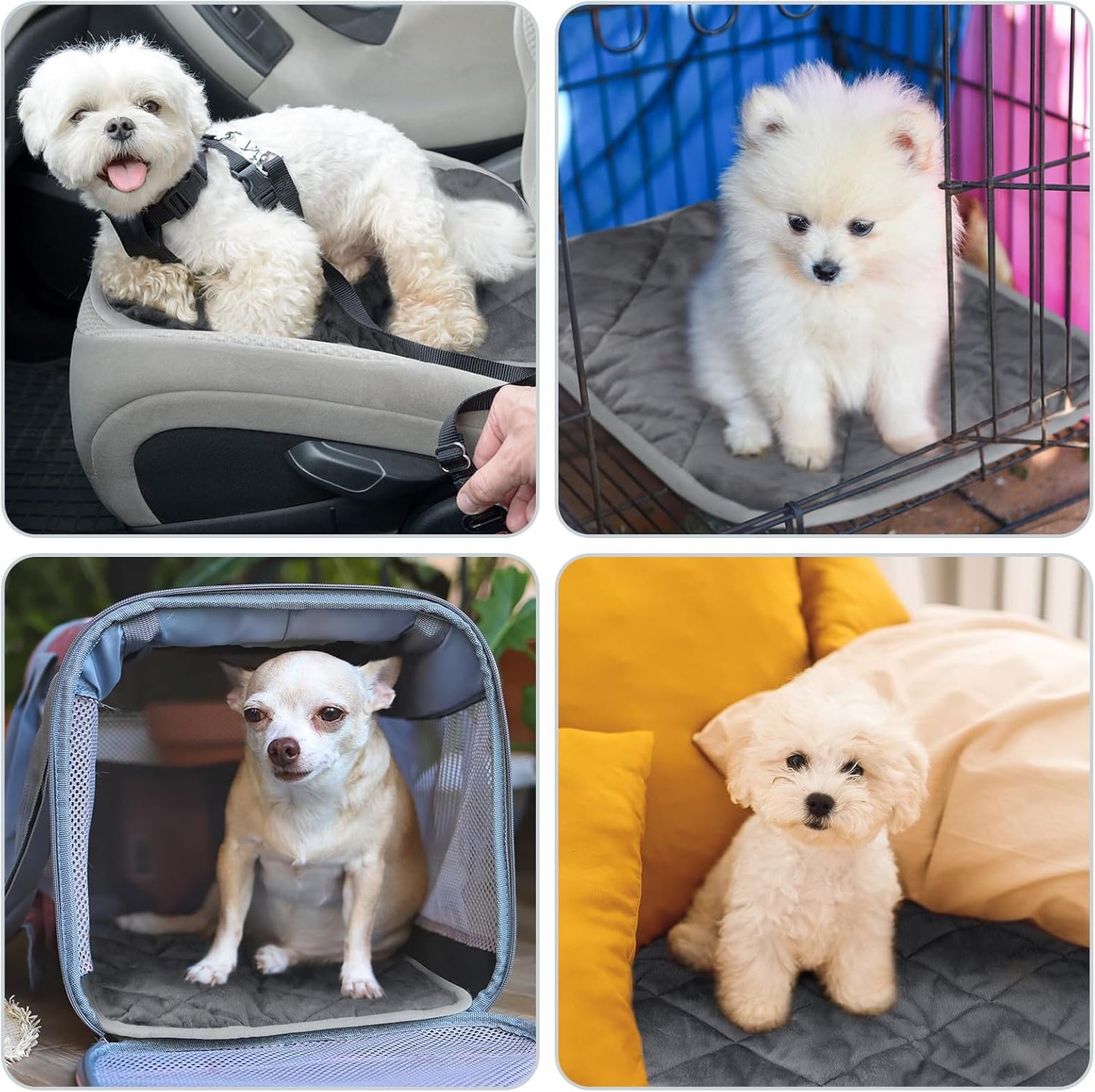 4 Pack Self Heating Cat Pad Self Warming Dog Mat Reflects Body Heat Extra Warm Thermal Pet Pad Washable Dog Cat Bed Crate Bed Mat Blanket(Gray,19 x 27.5 Inch)