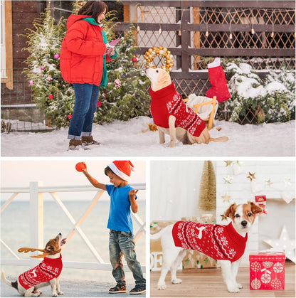 Rypet Dog Christmas Sweater for Large Dogs Warm Soft Christmas Dog Outfits Pet Holiday Sweater Firm Durable Pet Turtleneck Knitwear Dogs Sweaters Pets Winter Coat for Females and Males （XXL）