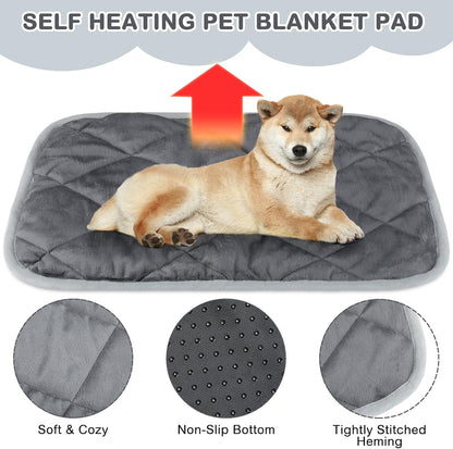 4 Pack Self Heating Cat Pad Self Warming Dog Mat Reflects Body Heat Extra Warm Thermal Pet Pad Washable Dog Cat Bed Crate Bed Mat Blanket(Gray,45 x 28 Inch)