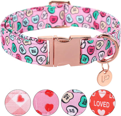 Valentine's Heart Collar, Match Dog Leash, Pet Collar with Metal Buckle, for Small to Large Dogs or Cats