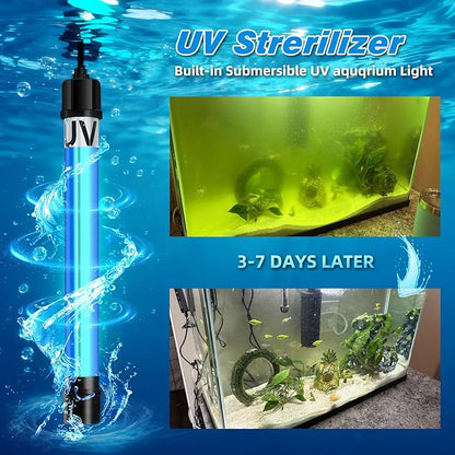 500GPH Aquarium Filter, UV Sterilizer for Aquarium for 75-200 Gallon, Submersible Pump Filter for Green Water Algae Clean, Ultra-Silent Green Killing Machine with Fish Tank & Turtle Tank Deodorization