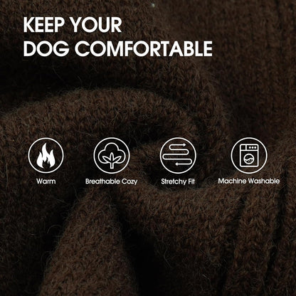 IECOii Great Dane Sweater,5XL Extra Large Sweater for Giant Breed Dogs in Winter,Turtleneck Cold Weather Knit Clothes,Machine Washable,Elastic Pullover for Saint Bernard,Mastiff (Brown,XXXXXL)