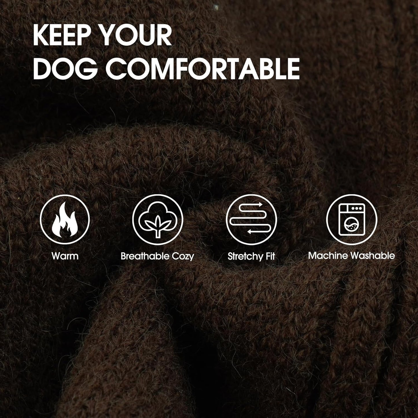 IECOii XXL Dog Sweater,Thermal Knit Big Dog Sweater with Sleeve,Pet Turtleneck Doggy Sweatshirt for Extra Large Dogs Boy Girl,Stretchy Large Dogs Cold Weather Outfit Pitbull Clothes,(Brown,XXL)