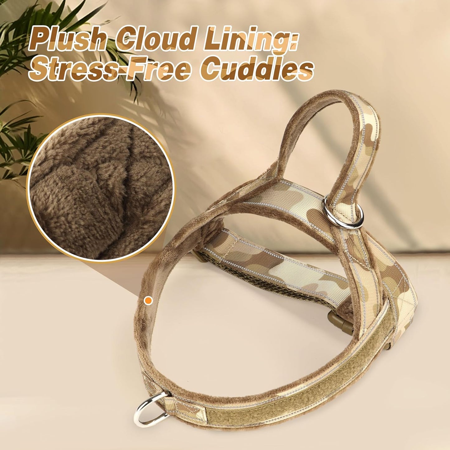 Forestpaw No Pull Dog Harness with Large Handle,Slip on Reflective Vest with Quick Release Buckle,Comfortable Flannel Lining for Medium Large Dogs Walking Training (Includes 3 Patches),Brown Camo XL