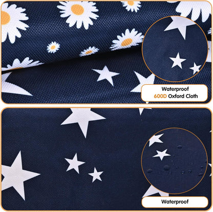 Upgraded Rabbits Hay Feeder Bag for Bunny, Guinea Pigs, Chinchillas - Hanging Washable 2-Hole Hay Dispenser with 600D Oxford Fabric, Small Animal Cage Accessories (Star＋Daisy)