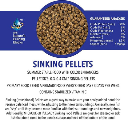MICROBE-LIFT Sinking Fish Food Pellets for Ponds, Water Gardens, and Fountains, for Live Goldfish and Koi, 14 Ounces