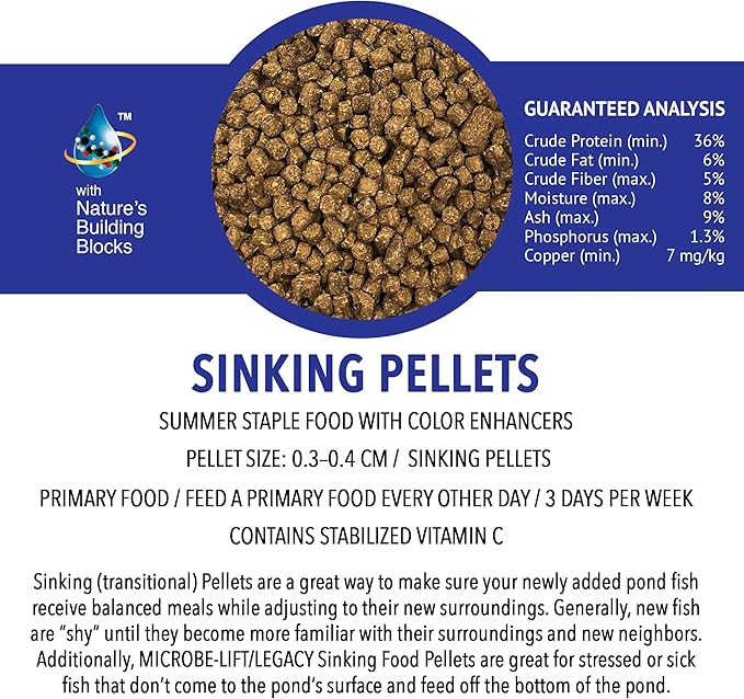 MICROBE-LIFT Sinking Fish Food Pellets for Ponds, Water Gardens, and Fountains, for Live Goldfish and Koi, 5.75 Pounds