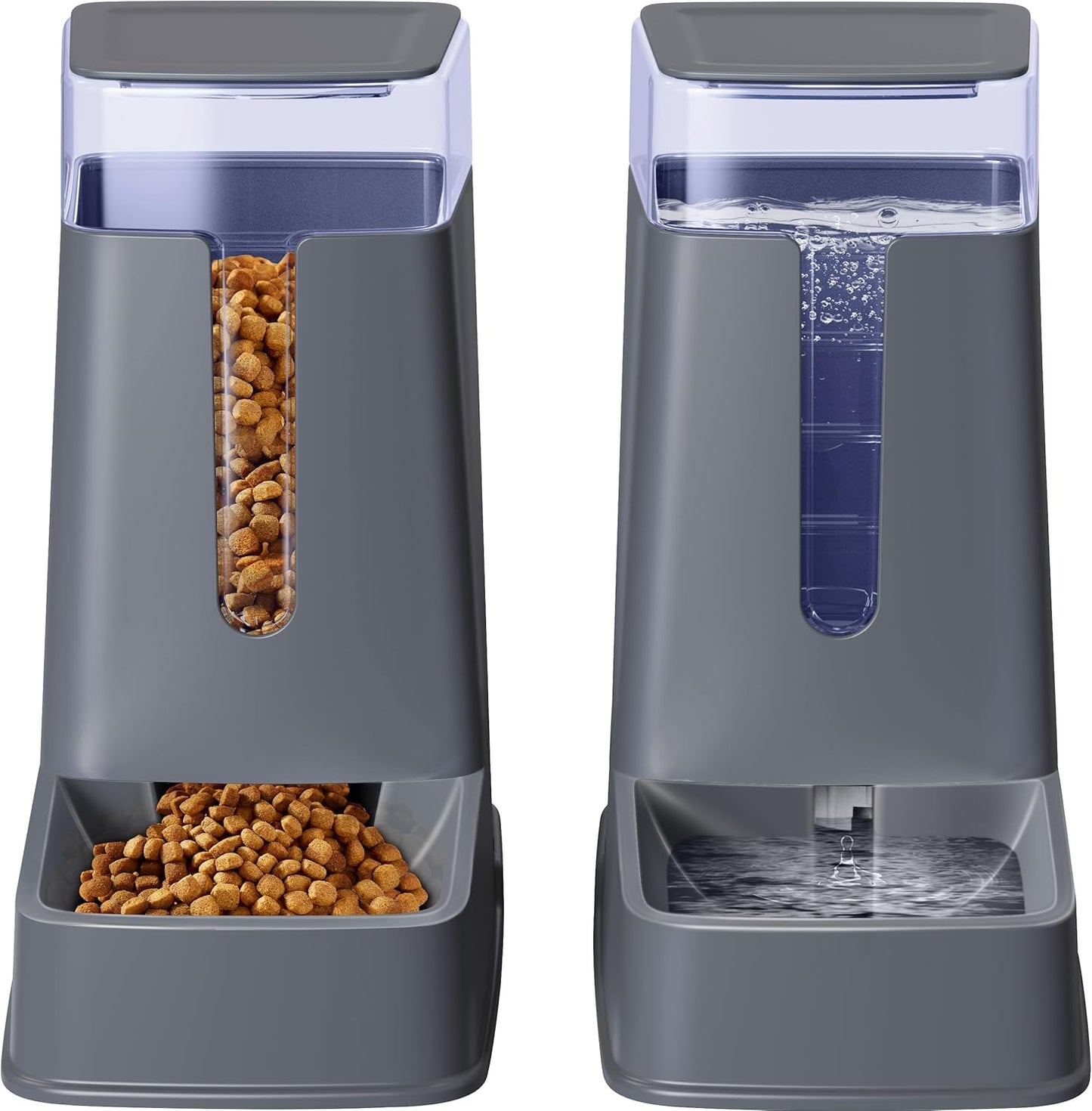 2 Packs Automatic Cat Feeder and Waterer, Gravity Dog Food and Water Dispenser Set for Small Medium Big Pets Cats Dogs Puppy Kitten, 1 Gallon x 2
