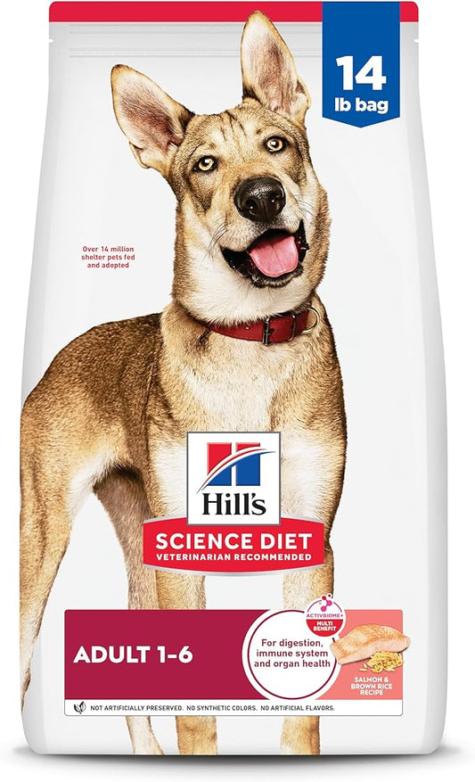 Hill's Science Diet Adult 1-6, Adult 1-6 Premium Nutrition, Dry Dog Food, Salmon & Brown Rice, 14 lb Bag