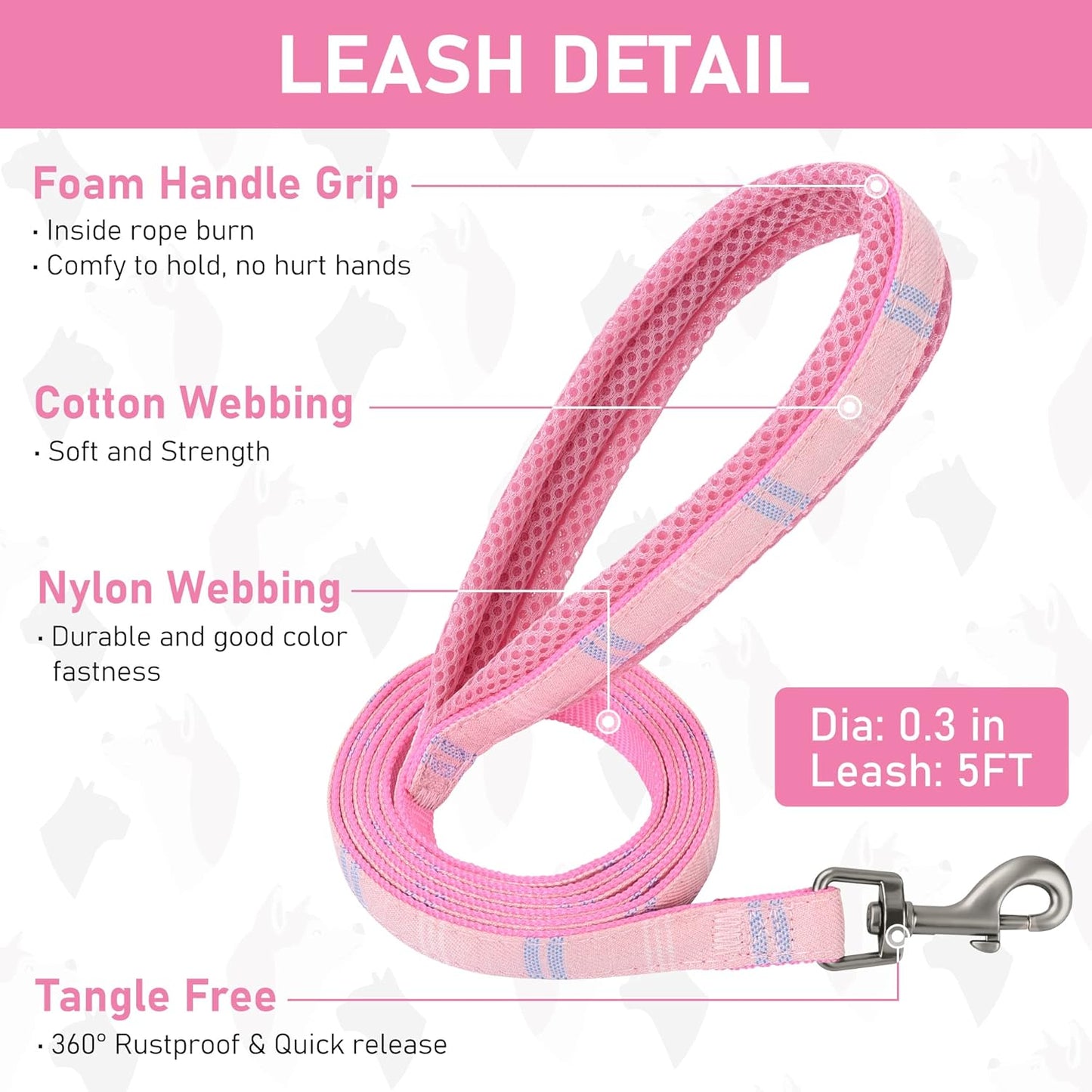 GAMUDA Small Dog Harness Collar and Leash Set, Step in No Chock No Pull Soft Mesh Adjustable Dog Vest Harnesses Plaid Reflective for Dogs Puppy Cats Kitten Rabbit (Pink, XL)