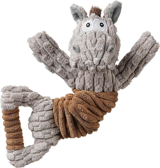 Squeaky Dog Toy, Durable Dog Toy Large Breed, Tug of War Dogs Interactive Toy, Stuffed Plush Puppy Toys with Crinkle Paper for Small, Middle, and Big Dogs(Tug of War Series, Donkey)