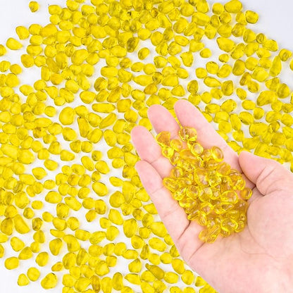 Meschett Colorful Glass Stones, 1 LB Fish Tank Gravel, Small Irregular Rainbow Aquarium Gravel for Aquarium Decorations and Turtle Tank, Sea Glass Beads Crystals for Fish Bowl, Vase Filler,Yellow