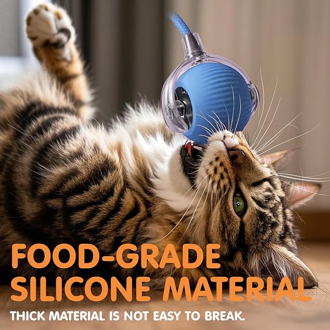 Rocfish Durable Interactive Cat Toys for Indoor Cats, Smart Automatic Cat Chase Ball Toy, Upgraded Speedy Tail Kitten Toy for Bored Indoor Adult Pets (Blue)