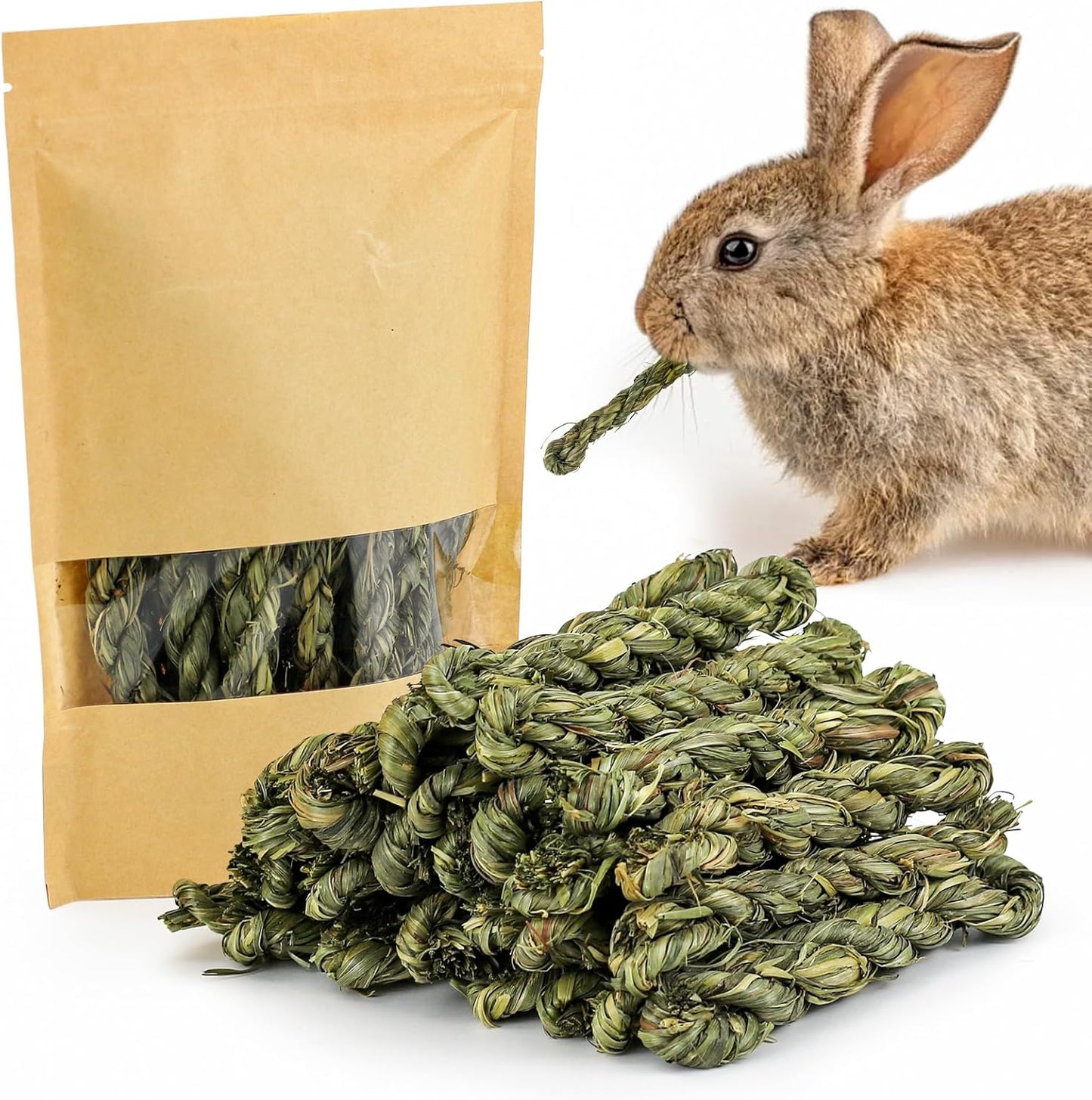 25pcs Rabbit Timothy Hay Toy for Bunny Small Animal Treats Natural Grass Stick Chew Toys Snacks Molar Teeth Grinding for Guinea Pigs Chinchillas Hamsters