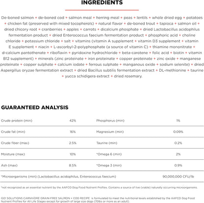 Go! Solutions Carnivore, Grain-Free, Protein Rich Dry Cat Food, Salmon and Cod Recipe, 16 lb Bag
