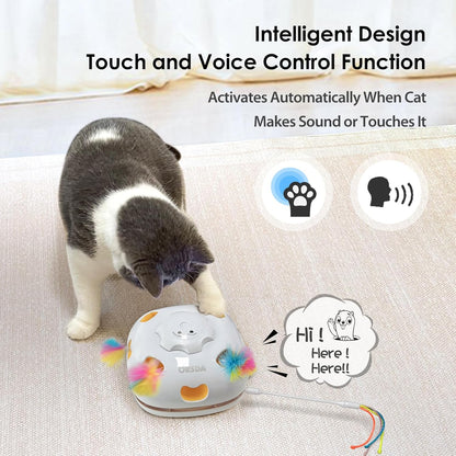 ORSDA Cat Toys, 4 in 1 Interactive Cat Toys for Indoor Kitten, Automatic Electric Enrichment Hide and Seek, Chase The Feather, 8 Holes Mice Whack-A-Mole, Catch Magic Wand