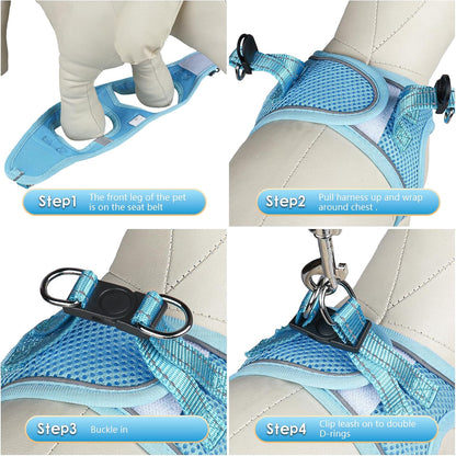 YIMEIS Dog Harness and Leash Set, No Pull Soft Mesh Pet Harness, Reflective Adjustable Puppy Vest for Small Medium Large Dogs, Cats (Sky Blue, X-Small (Pack of 1)