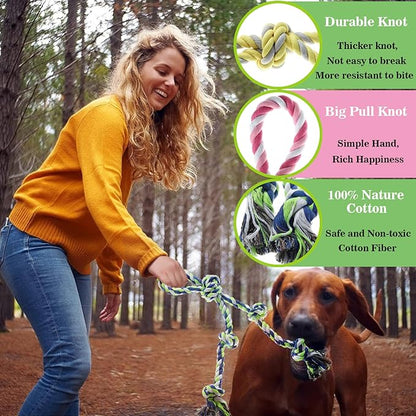 Rope Toy for Dogs，Large Dog Rope Toys for Aggressive Chewers, Heavy Duty Dog Toys for Large Medium Breed, Indestructible Tough Chew Toys Tug of War Dog Toy Cotton Rope for Teeth Cleaning