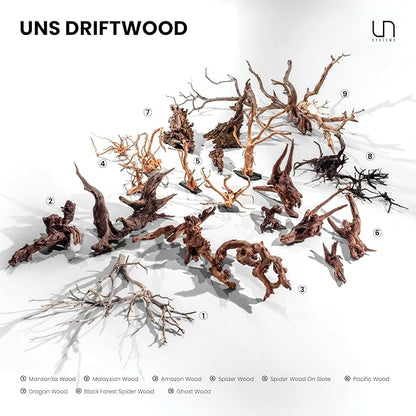 Ultum Nature Systems Driftwood - Pacific Drift Wood for Fish Tank, Planted Tank, Terriarium, Paludarium - Versatile Natural Driftwood Decor, Events Wood Centerpiece - Pacific Wood, S 7-12", 3 Pack