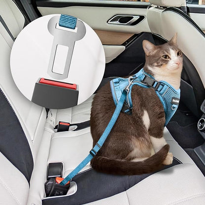 Cat Harness and Leash for Walking, The Upgrade Can be Adjusted in Four Directions and Breathable Cat Harness for Anti Escape That can be Fitted and Positioned, Reflective Strips Harness, Blue, M