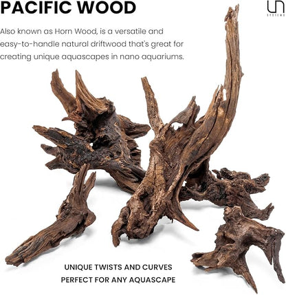 Ultum Nature Systems Driftwood - Pacific Drift Wood for Fish Tank, Planted Tank, Terriarium, Paludarium - Versatile Natural Driftwood Decor, Events Wood Centerpiece - Pacific Wood, S 7-12", 5 Pack