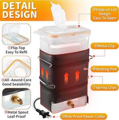 2 Pack 74 oz Heated Rabbit Water Bottle, Large Rabbit Water Dispenser No Drip, Bunny Bottle, Heated Small Animal Drinker for Pets, Rabbits, Guinea Pigs, Hamster, Ferrets, Birds, Mouse, Rats