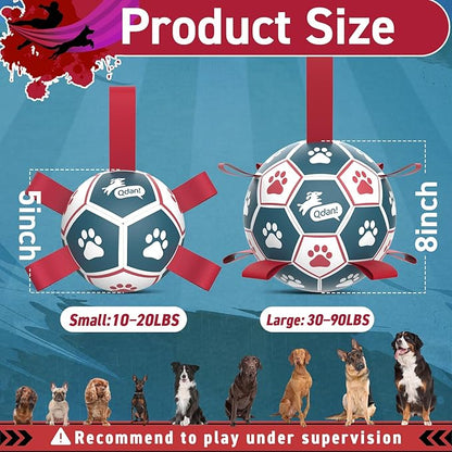 QDAN Dog Toys Balls with Bell Inside, Durable Dog Balls for Tug of War, Puppy Birthday Gifts, Dog Water Toys, Squeaky Ball for Small Dogs(Blue Red, 5 inch)