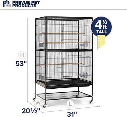 Prevue Pet Products Wrought Iron Flight Cage with Stand F040 Black Bird Cage, 31-Inch by 20-1/2-Inch by 53-Inch