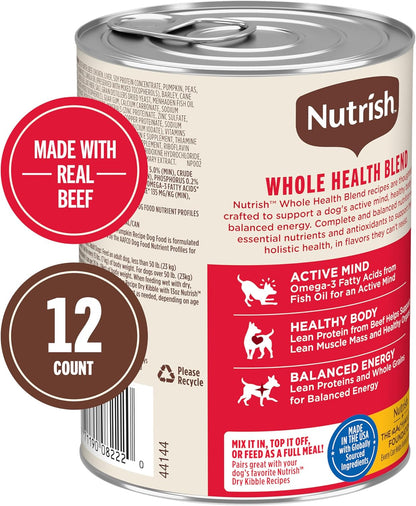 Nutrish Real Beef & Veggies Recipe Whole Health Blend Chunks in Gravy Wet Dog Food, 13 oz. Can, 12 Count, Packaging May Vary (Rachael Ray)