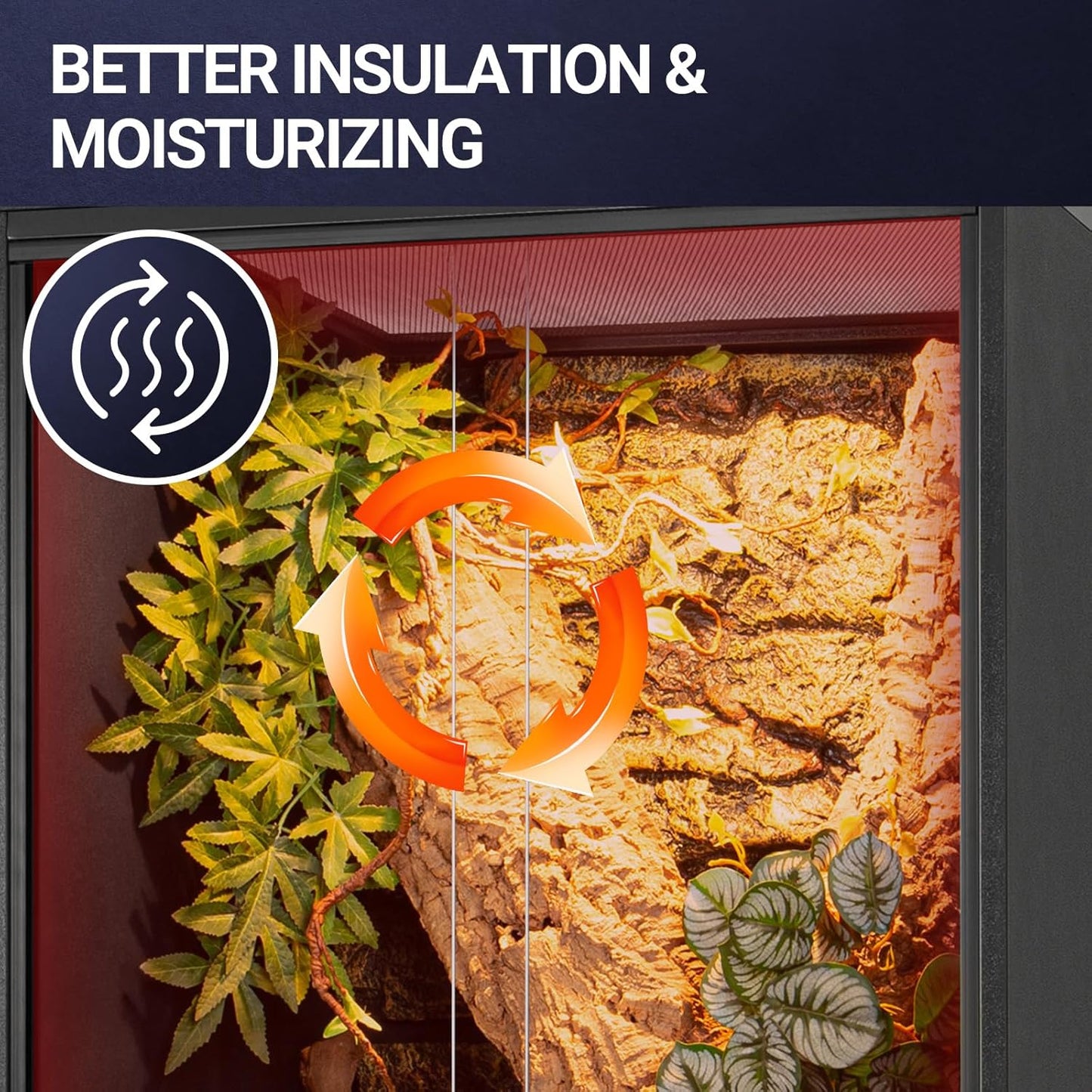 REPTIZOO 67 Gallon PVC Tall Reptile Tank, 24 x18x36 inch Large Reptile Terrarium for Gecko Lizard Chameleon Frog Snake, Enclosure Habitat with Sliding Door & Top Screen Ventilation