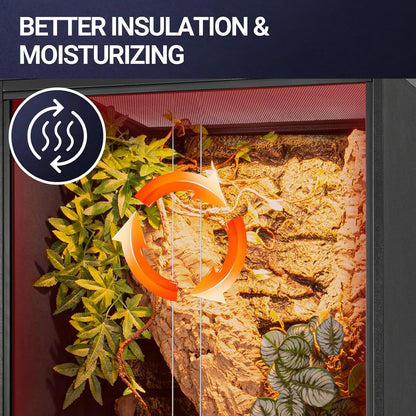 REPTIZOO 67 Gallon PVC Tall Reptile Tank, 24 x18x36 inch Large Reptile Terrarium for Gecko Lizard Chameleon Frog Snake, Enclosure Habitat with Sliding Door & Top Screen Ventilation