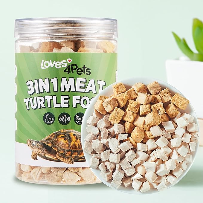 Turtle Food - 3 in 1 Freeze-Dried Meat – Chicken, Duck & Salmon – Natural Treats for Turtles, Cats & Dogs – Human-Grade Real Meat