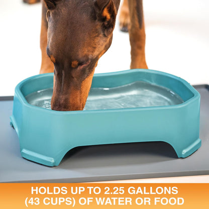Neater Pet Brands Extra Large Water Bowl for Dogs, Outdoor Dog Water Bowl (2.25 Gallon Extra-Large Capacity), Big Trough Style Food Dish for Indoors or Outside, No Spill Large Dog Bowls, Aquamarine
