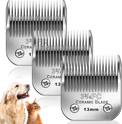 Dog Grooming Replacement Blades Compatible with Andis Dog Clipper, Dog Clipper Blades Compatible with Oster A5,Wahl KM-10 Series Dog Clipper,3FC Blades (13mm)