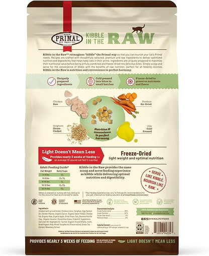 Primal Kibble in The Raw, Freeze Dried Cat Food, Chicken, Scoop & Serve, Made with Raw Protein, Whole Ingredient Nutrition, Crafted in The USA, Dry Cat Food, 24 Ounce (1.5 lb) Bag