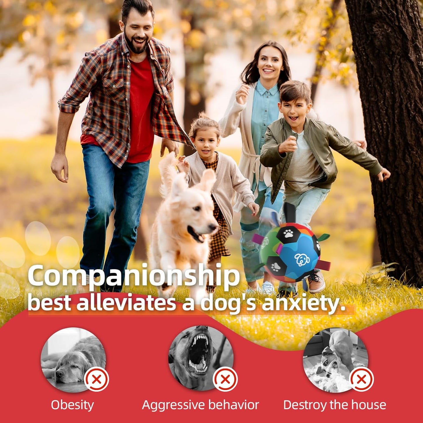 QDAN Dog Soccer Ball, Dog Balls with Straps, Outside Dog Toys for Small Medium Pets, Birthday Gift Toy, Soccer Ball for Dogs with Tags, Herding Balls Toys (6 Inch)