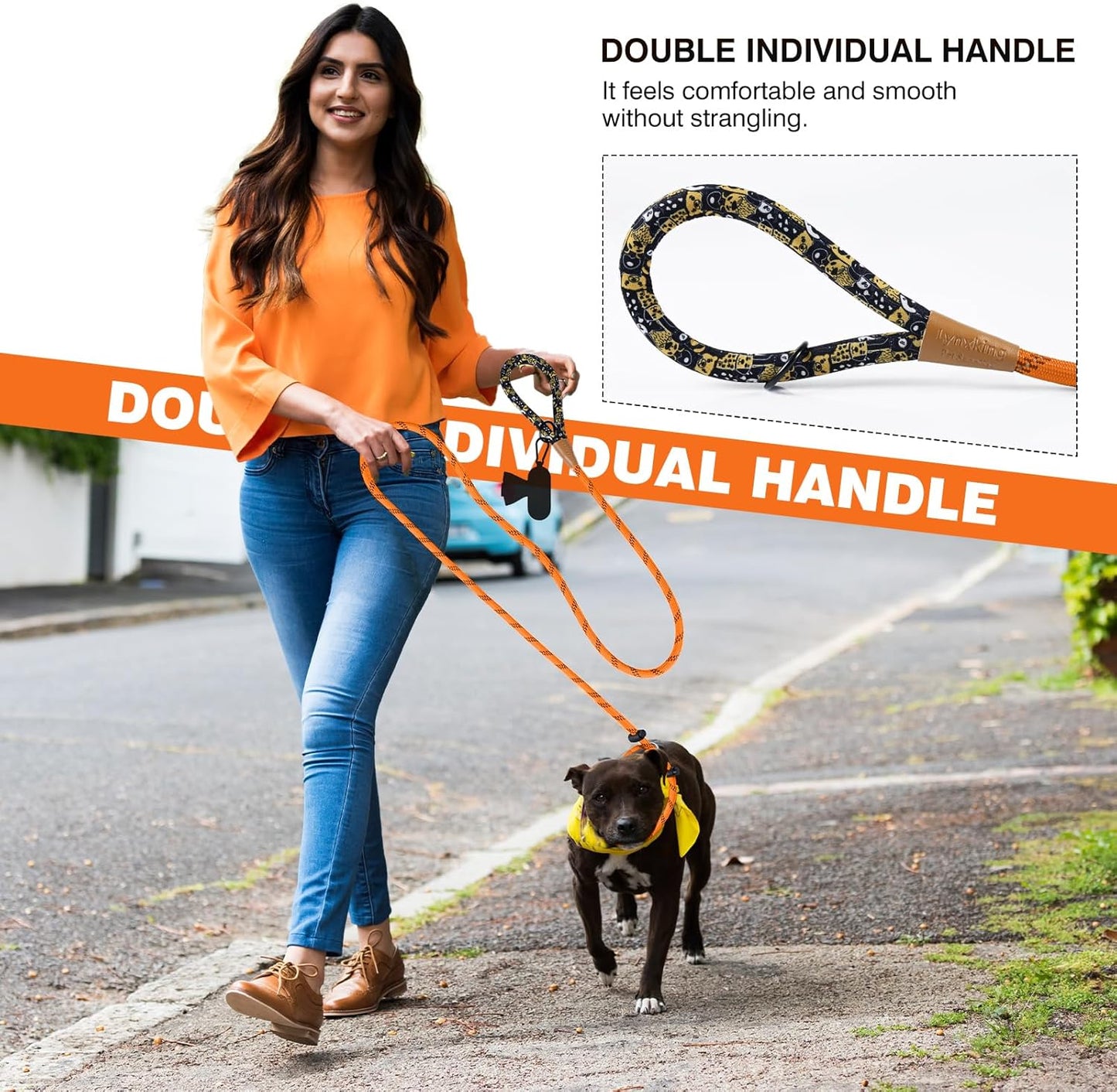 lynxking Slip Lead Dog Leash Reflective, Heavy Duty Comfortable Strong Rope for Large Medium Small Dogs No Pull Pet Training (Orange, Large 1/2in x 6ft-Slip Lead)