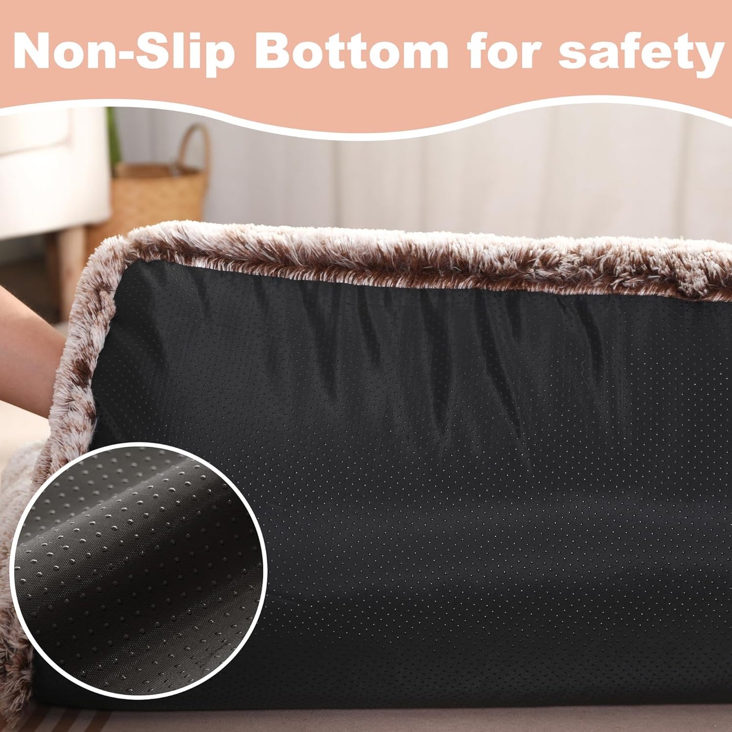 Bedfolks Waterproof Dog Crate Bed,Plush Dog Bed with Removable Washable Cover,Faux Fur Dog Crate Pad for Medium Dogs,Fluffy Dog Kennel Bed 29"x21",Brown