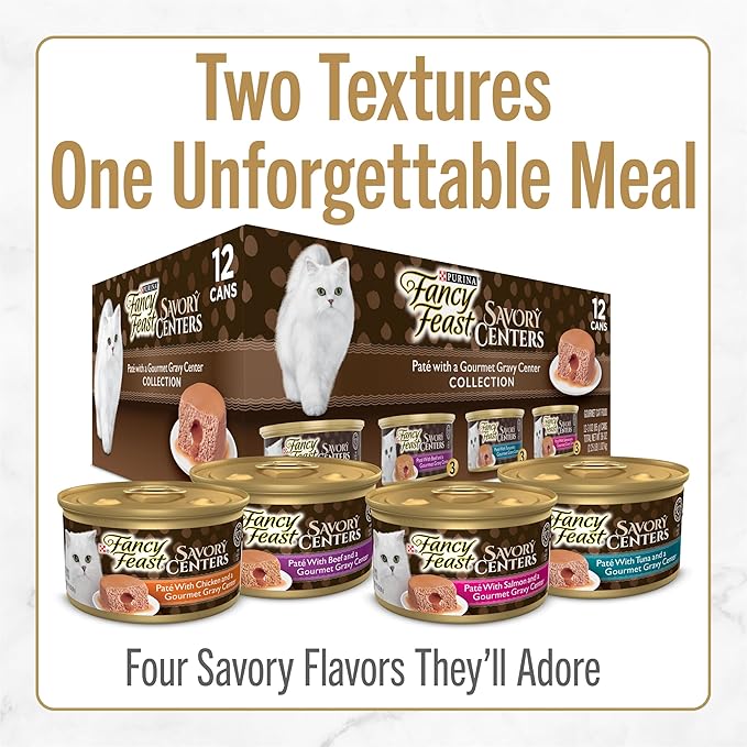 Purina Fancy Feast Savory Centers With Beef Wet Cat Food Pate with Gourmet Gravy Center - (Pack of 24) 3 oz. Cans