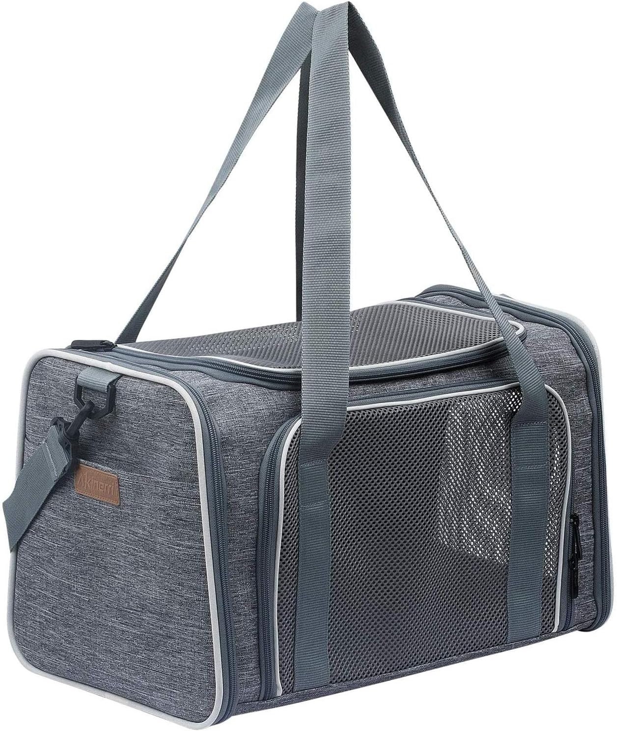 Cat Carrier - Soft-Sided Dog Pet Carrier, Portable Foldable Pet Bag up to 28 Lbs, Airline Approved Travel Puppy Carrier (Large, Light Grey)