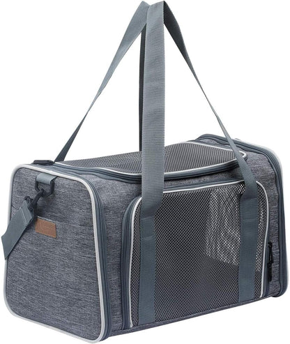 Cat Carrier - Soft-Sided Dog Pet Carrier, Portable Foldable Pet Bag up to 28 Lbs, Airline Approved Travel Puppy Carrier (Large, Light Grey)