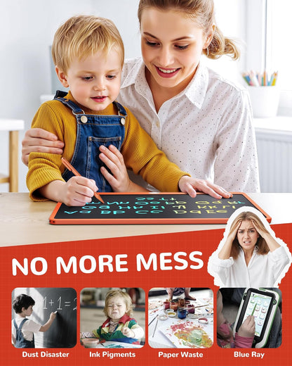 KOKODI LCD Writing Tablet, 16 Inch Colorful Toddler Doodle Board Drawing Tablet, Erasable Reusable Electronic Drawing Pads, Educational and Learning Toy for 3-6 Years Old Boy and Girls(Orange)