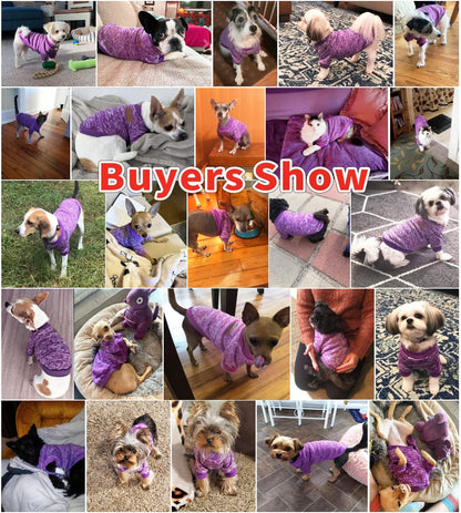 Idepet Pet Dog Classic Knitwear Sweater,Fleece Coat for Small,Medium,Large Dog,Warm Pet Dog Cat Clothes,Soft Puppy Customes 2 Color (XS, Purple)